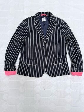 Gap The Academy Blazer Size 8 Navy White Bold Regatta Stripe Cotton Preppy Jacke